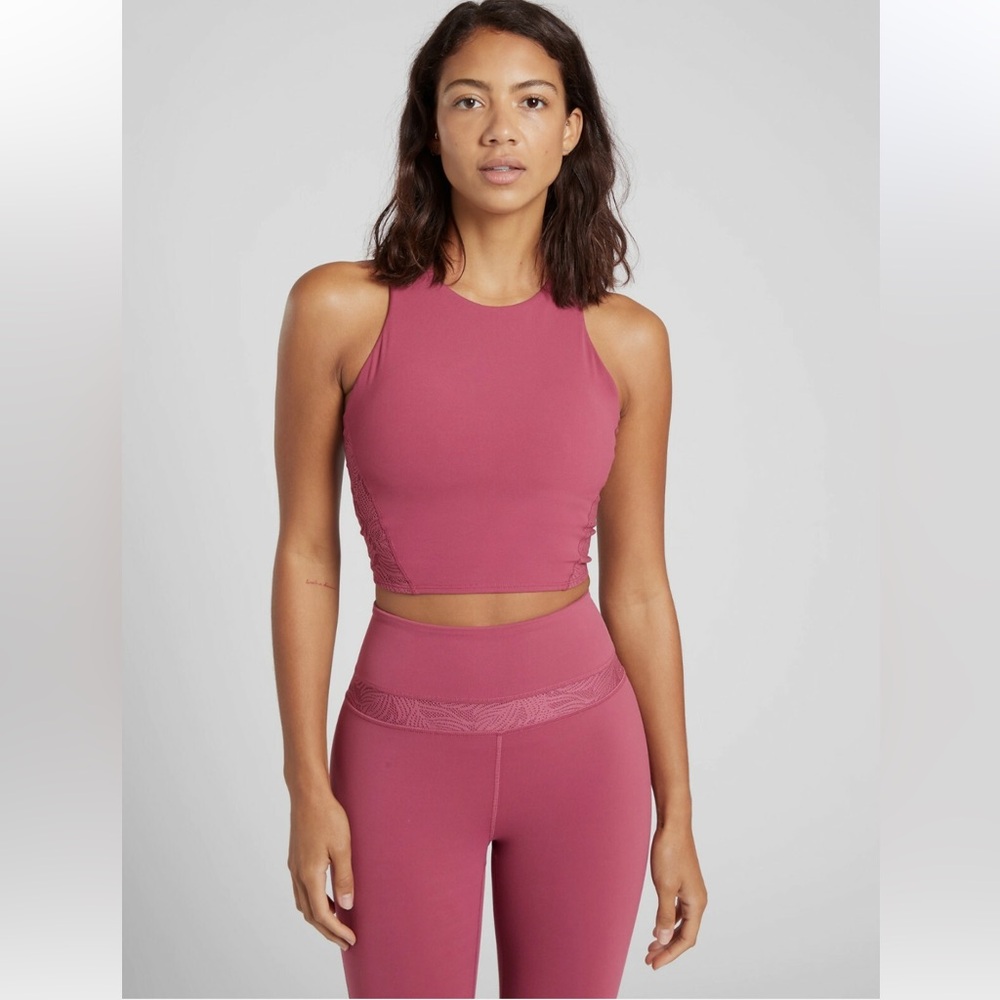 Athleta Laser Cut Crop Top Tank | Size Small | Mauve